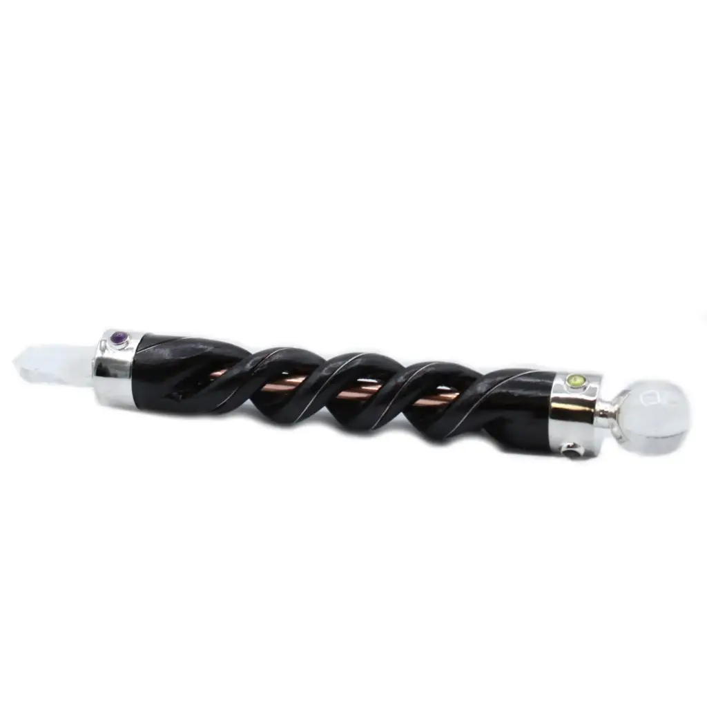 Spiral Carving Healing Wand – Copper Pipe Rock Quartz | www.artisangoods.co.uk