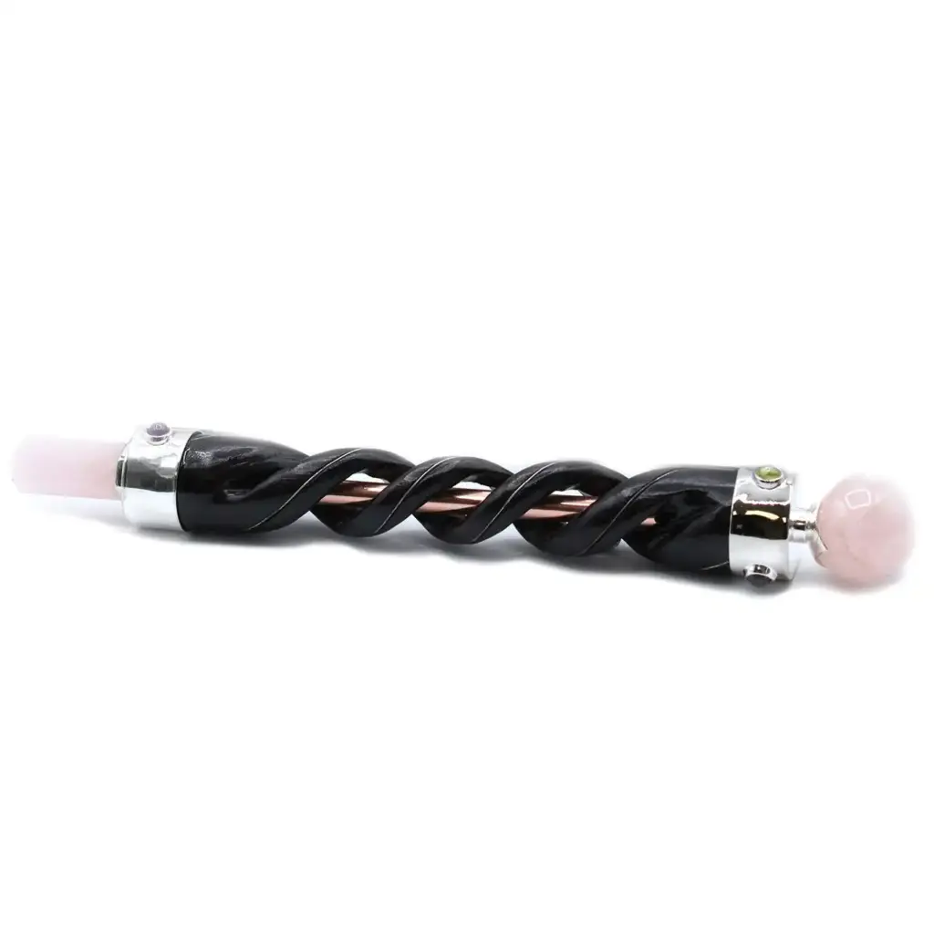 Spiral Carving Healing Wand – Copper Pipe Rose Quartz | www.artisangoods.co.uk 3