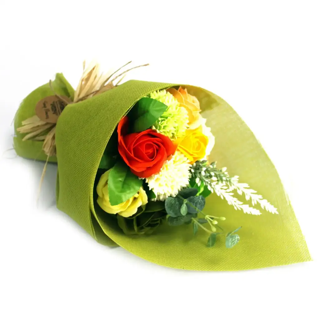 Standing Soap Flower Bouquet – Green Yellow | www.artisangoods.co.uk