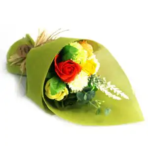 Standing Soap Flower Bouquet – Green Yellow | www.artisangoods.co.uk 1
