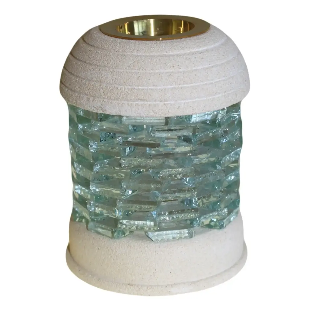 Stone Oil Burner – Round Glass Brick | www.artisangoods.co.uk