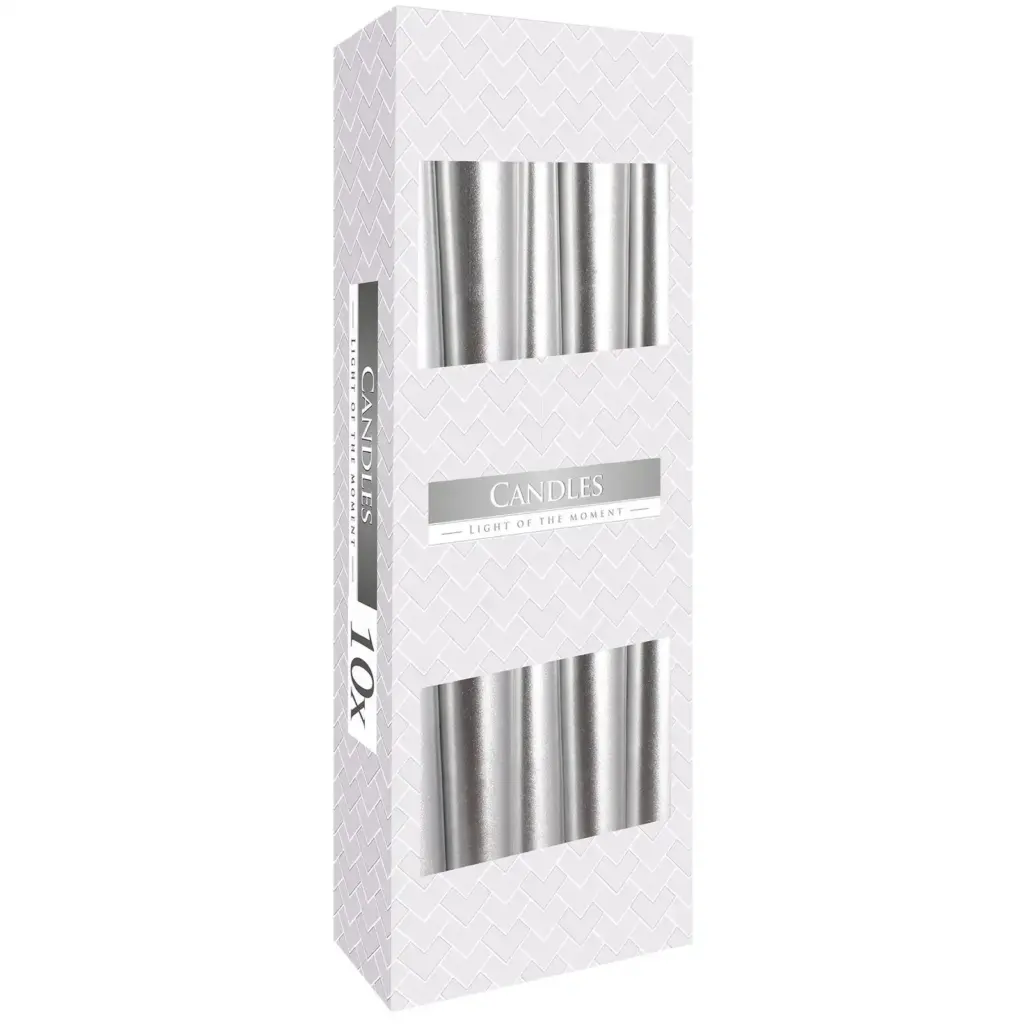 Taper Candle – Silver Metalic | www.artisangoods.co.uk