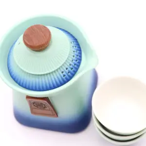 Temple Teapot Set & Three Cups – Blue Heaven | www.artisangoods.co.uk 4