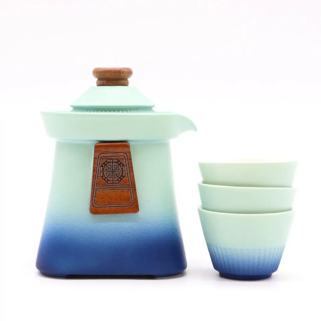 Temple Teapot Set & Three Cups – Blue Heaven | www.artisangoods.co.uk