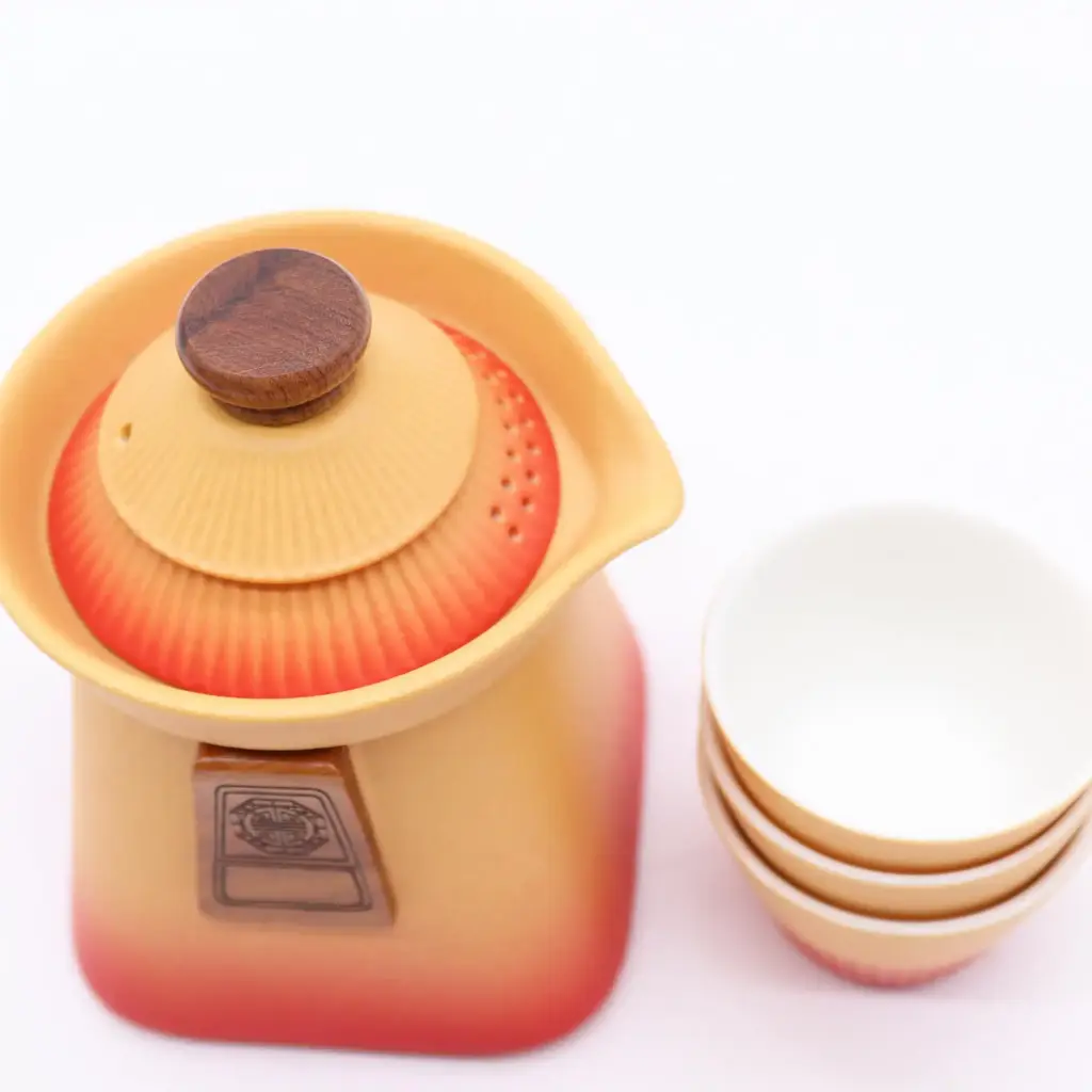 Temple Teapot Set & Three Cups – Orange Earth | www.artisangoods.co.uk 4