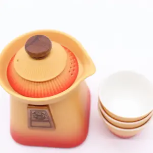 Temple Teapot Set & Three Cups – Orange Earth | www.artisangoods.co.uk 4