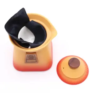 Temple Teapot Set & Three Cups – Orange Earth | www.artisangoods.co.uk 3