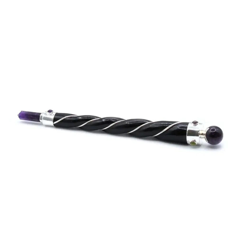 Twisted Healing Wand – Silver Amethyst Sphere | www.artisangoods.co.uk