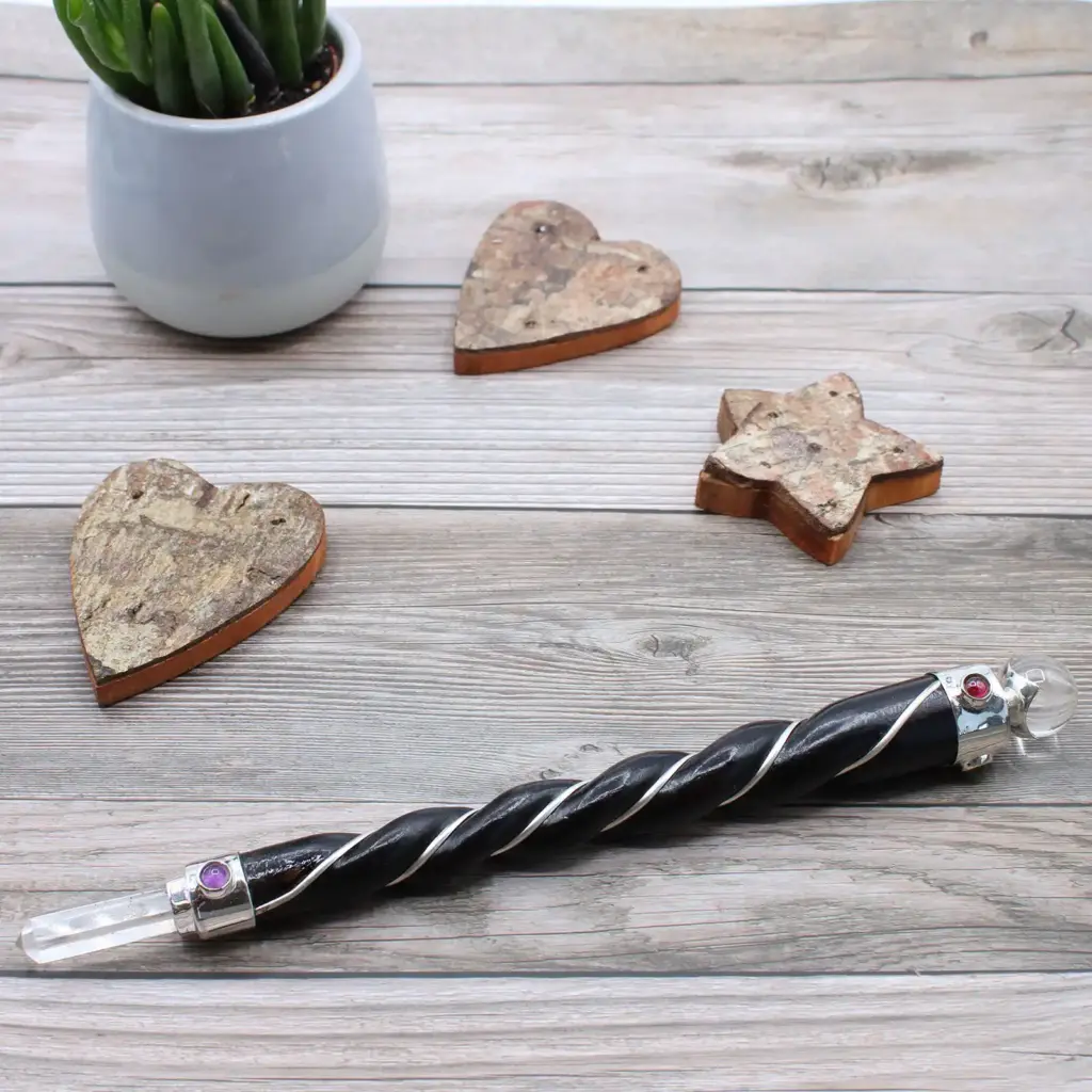 Twisted Healing Wand – Silver Rock Quartz Sphere | www.artisangoods.co.uk 2
