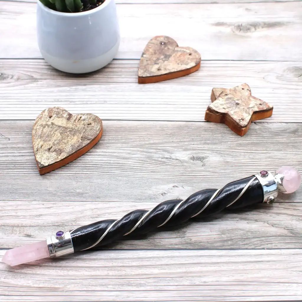 Twisted Healing Wand – Silver Rose Quartz Sphere | www.artisangoods.co.uk 5