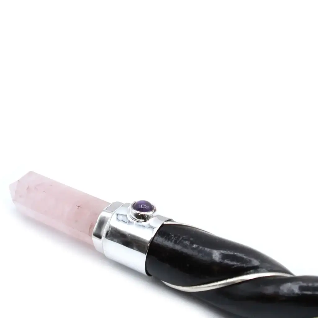 Twisted Healing Wand – Silver Rose Quartz Sphere | www.artisangoods.co.uk 2