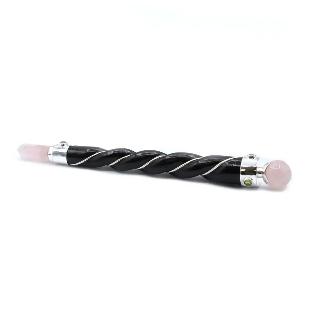 Twisted Healing Wand – Silver Rose Quartz Sphere | www.artisangoods.co.uk