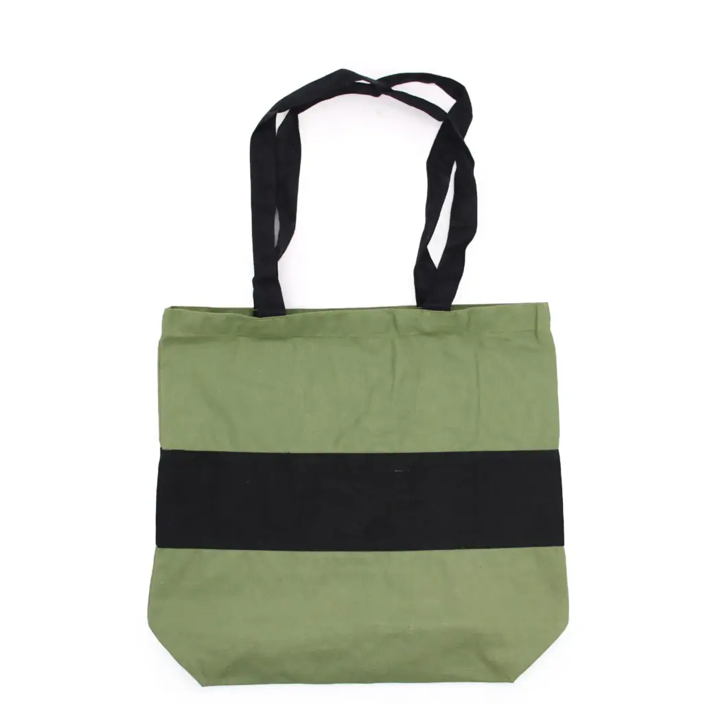Two Tone Cotton Bag – 38x42x12cm – Green & Black – 10oz | www.artisangoods.co.uk 2