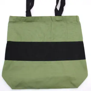 Two Tone Cotton Bag – 38x42x12cm – Green & Black – 10oz | www.artisangoods.co.uk