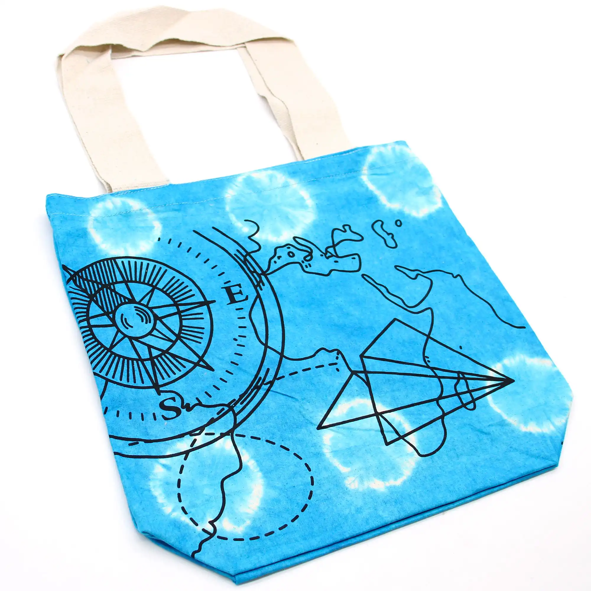 Tye-Dye Cotton Bag (6oz) – 38x42x12cm – Compass – Blue – Natural Handle | www.artisangoods.co.uk 4 Tye-Dye Cotton Bag (6oz) – 38x42x12cm – Compass – Blue – Natural Handle | www.artisangoods.co.uk 3