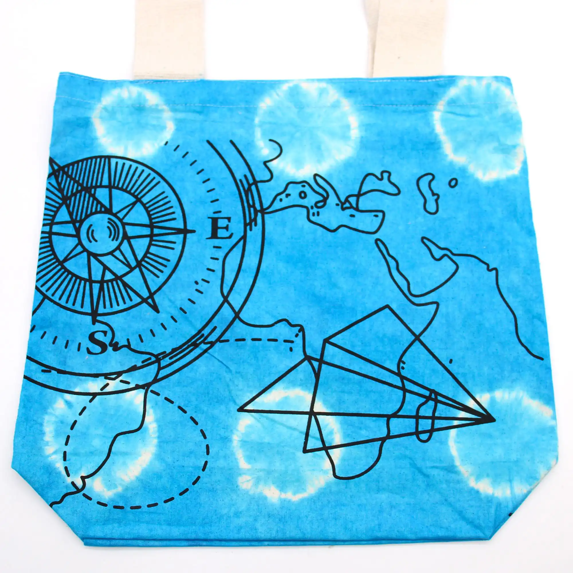 Tye-Dye Cotton Bag (6oz) – 38x42x12cm – Compass – Blue – Natural Handle | www.artisangoods.co.uk 3 Tye-Dye Cotton Bag (6oz) – 38x42x12cm – Compass – Blue – Natural Handle | www.artisangoods.co.uk 2