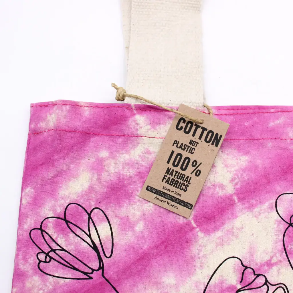 Tye-Dye Cotton Bag (6oz) – 38x42x12cm – Lotus Buddha – Blue – Natural Handle | www.artisangoods.co.uk 4