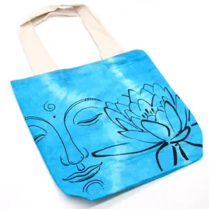 Tye-Dye Cotton Bag (6oz) – 38x42x12cm – Lotus Buddha – Blue – Natural Handle | www.artisangoods.co.uk 3