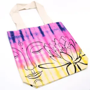 Tye-Dye Cotton Bag (6oz) – 38x42x12cm – Lotus Buddha – Multi Col – Natural Handle | www.artisangoods.co.uk 3
