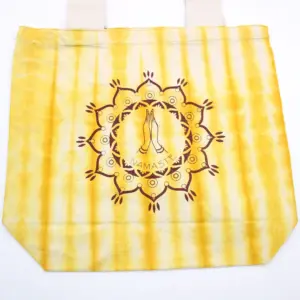 Tye-Dye Cotton Bag (6oz) – 38x42x12cm –  Namaste Hands – Yellow – Natural Handle | www.artisangoods.co.uk 4