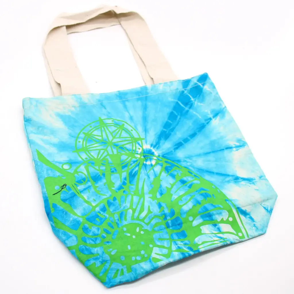 Tye-Dye Cotton Bag (6oz) – 38x42x12cm – Sea Shell – Blue/Green – Green Handle | www.artisangoods.co.uk 3