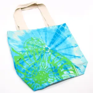 Tye-Dye Cotton Bag (6oz) – 38x42x12cm – Sea Shell – Blue/Green – Green Handle | www.artisangoods.co.uk 3