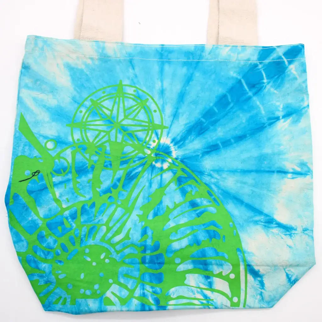 Tye-Dye Cotton Bag (6oz) – 38x42x12cm – Sea Shell – Blue/Green – Green Handle | www.artisangoods.co.uk 2