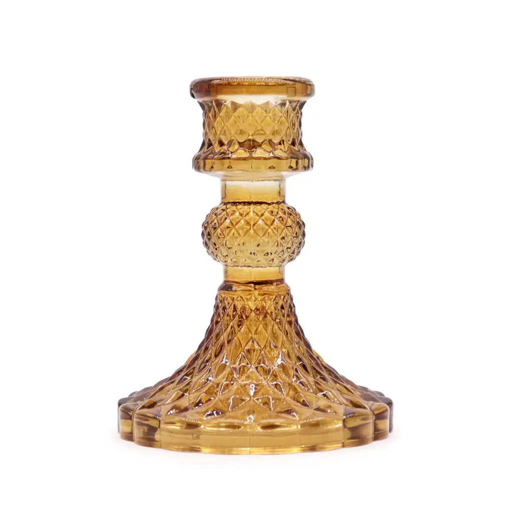 Vintage Dinner Candle Holder – Antique Amber | www.artisangoods.co.uk