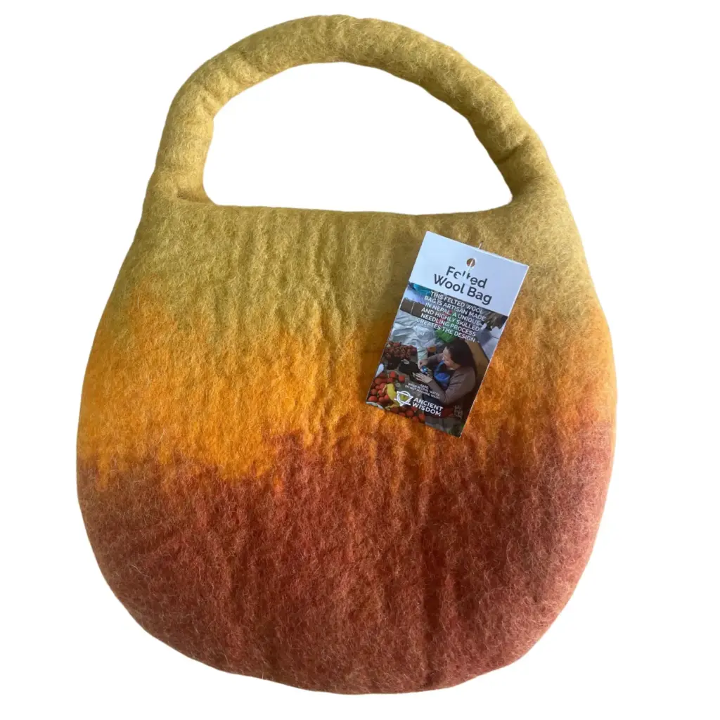 Water Felted Bee Bag – One Handle with Magnet  – Sunrise Orange | www.artisangoods.co.uk 3