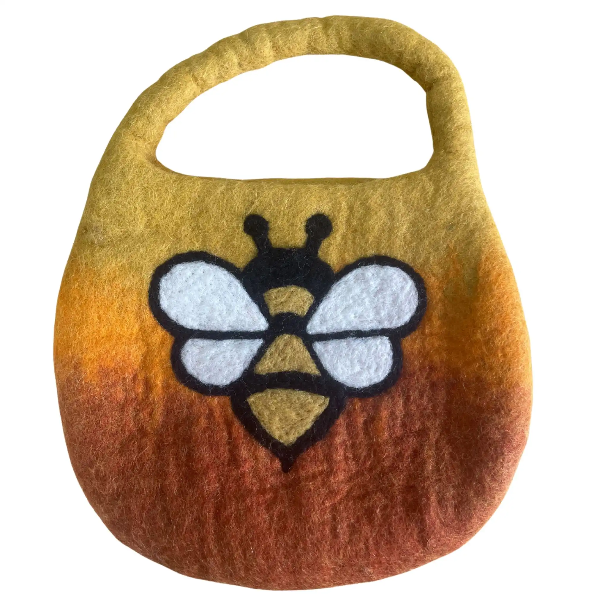 Water Felted Bee Bag – One Handle with Magnet – Sunrise Orange | www.artisangoods.co.uk 3 Water Felted Bee Bag – One Handle with Magnet – Sunrise Orange | www.artisangoods.co.uk 2