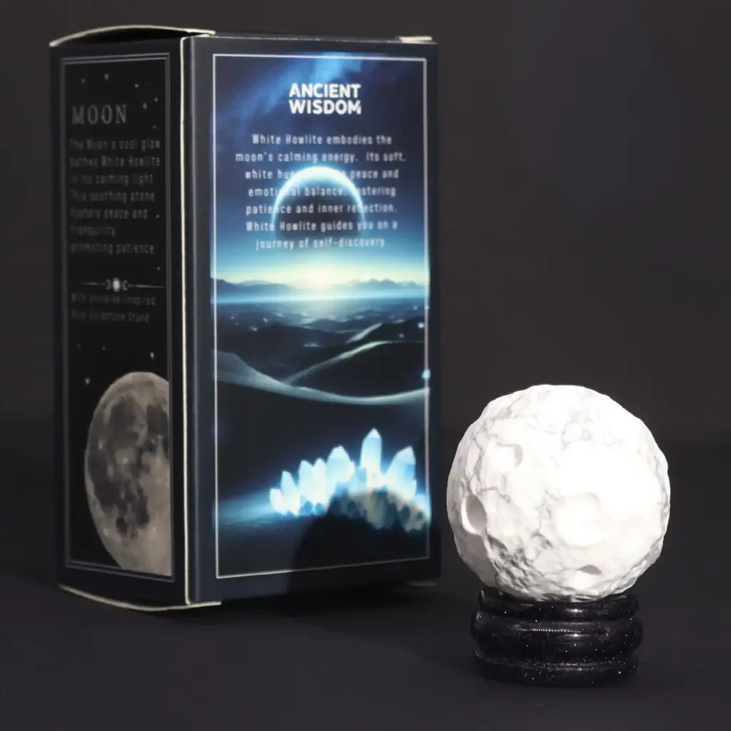 White Howlite Planet on a Sola Goldstone Stand (MOON) | www.artisangoods.co.uk 5 White Howlite Planet on a Sola Goldstone Stand (MOON) | www.artisangoods.co.uk 5
