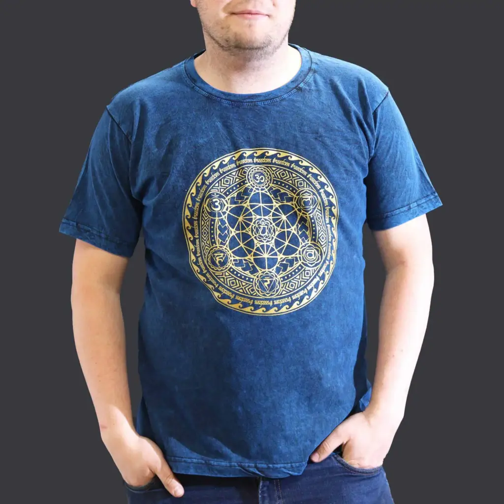 XLarge Stone Washed T-Shirt – Chakra – Blue | www.artisangoods.co.uk