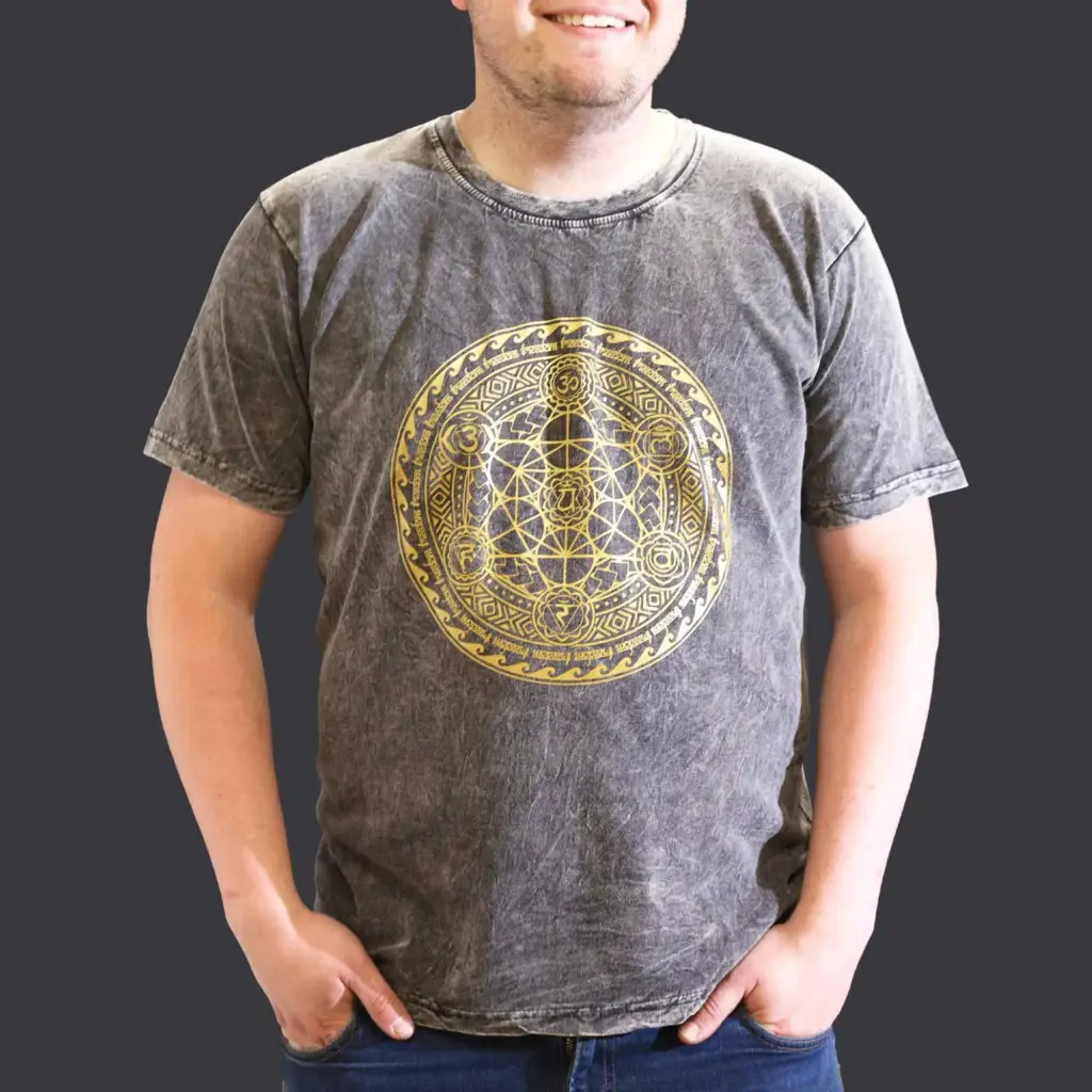 XLarge Stone Washed T-Shirt – Chakra – Dark Grey | www.artisangoods.co.uk 2