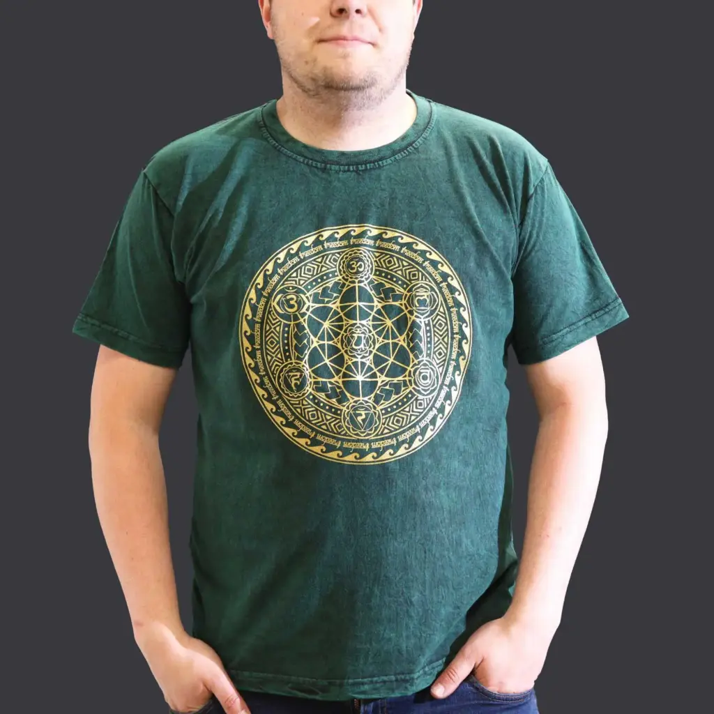XLarge Stone Washed T-Shirt – Chakra – Green | www.artisangoods.co.uk 3