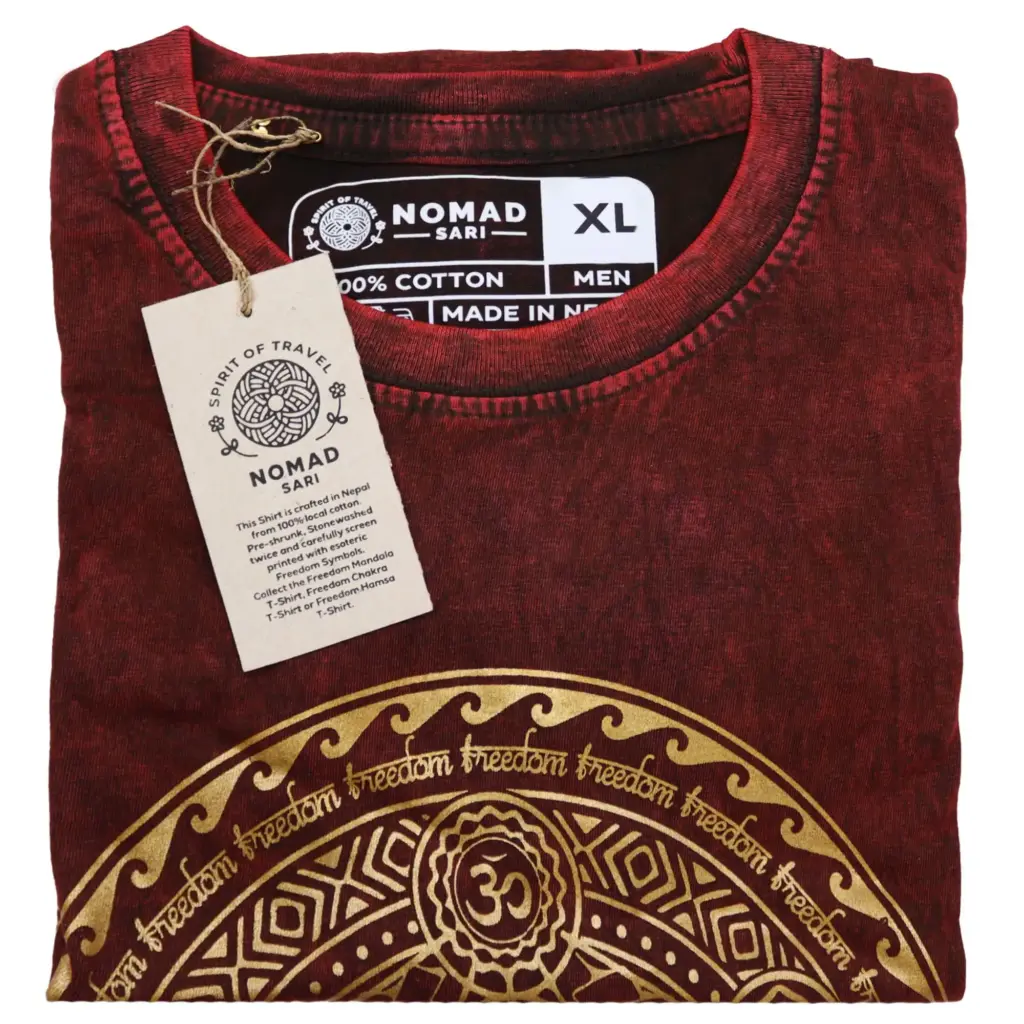 XLarge Stone Washed T-Shirt – Chakra – Maroon | www.artisangoods.co.uk