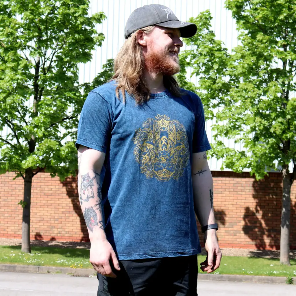 XLarge Stone Washed T-Shirt – Hamsa – Blue | www.artisangoods.co.uk 2 XLarge Stone Washed T-Shirt – Hamsa – Blue | www.artisangoods.co.uk 2