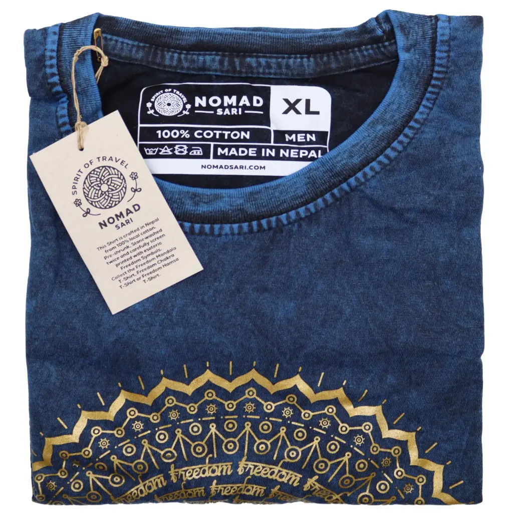XLarge Stone Washed T-Shirt – Mandala – Blue | www.artisangoods.co.uk 2