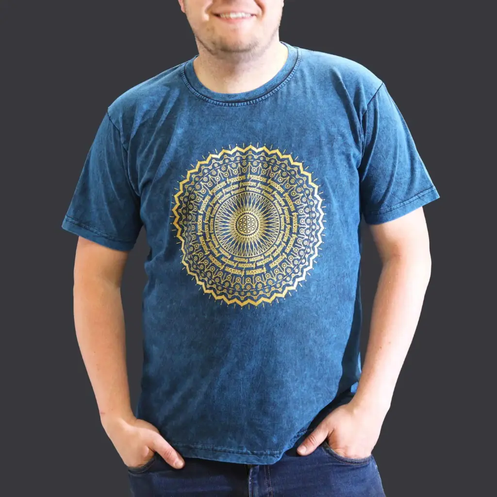 XLarge Stone Washed T-Shirt – Mandala – Blue | www.artisangoods.co.uk 3