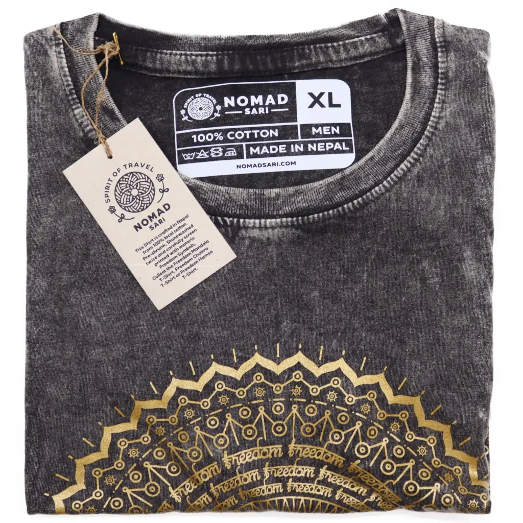 XLarge Stone Washed T-Shirt – Mandala – Dark Grey | www.artisangoods.co.uk