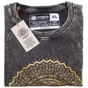 XLarge Stone Washed T-Shirt – Mandala – Dark Grey | www.artisangoods.co.uk 1