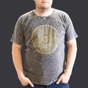 XLarge Stone Washed T-Shirt – Mandala – Dark Grey | www.artisangoods.co.uk 2