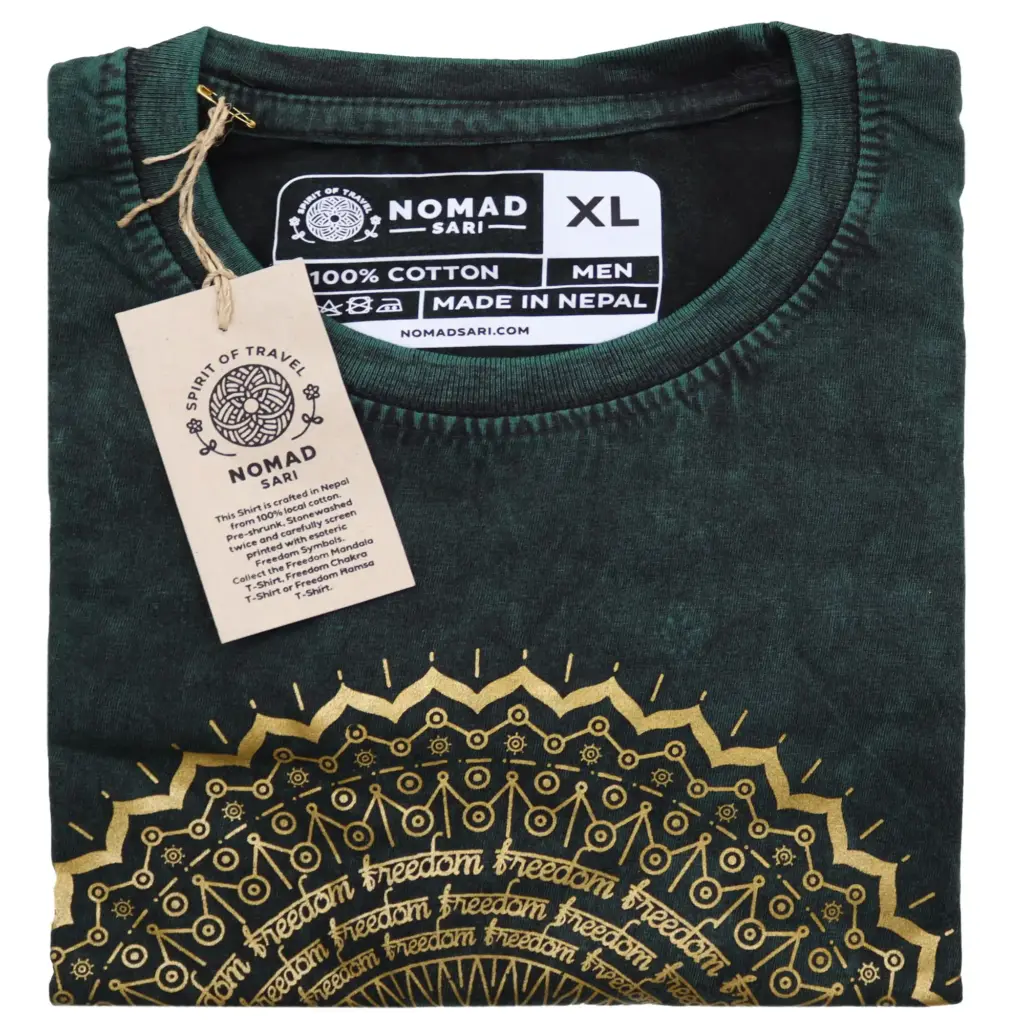 XLarge Stone Washed T-Shirt – Mandala – Green | www.artisangoods.co.uk 2