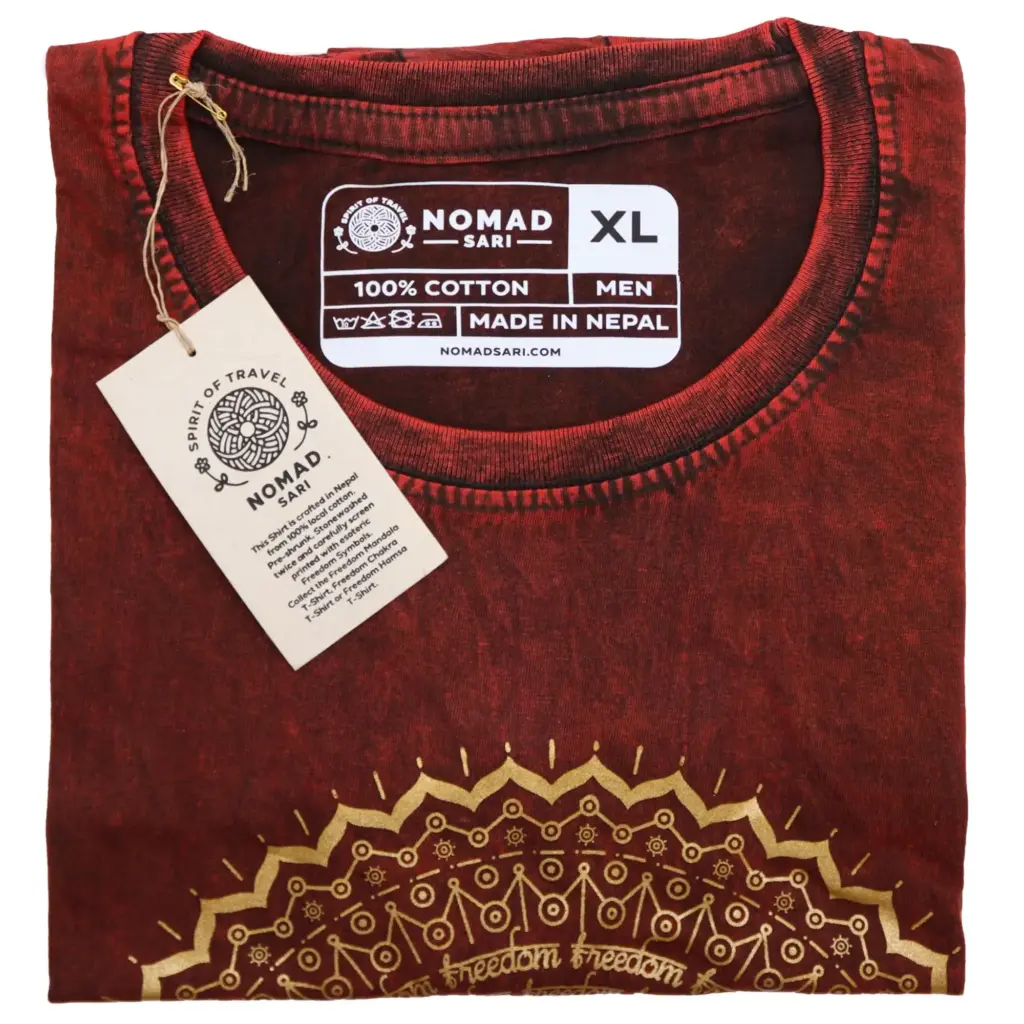 XLarge Stone Washed T-Shirt – Mandala – Maroon | www.artisangoods.co.uk 3