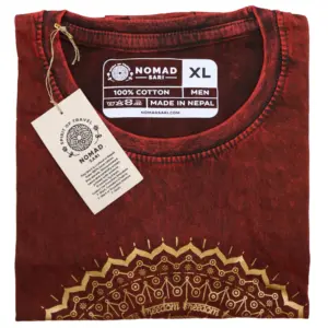 XLarge Stone Washed T-Shirt – Mandala – Maroon | www.artisangoods.co.uk 3