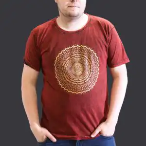 XLarge Stone Washed T-Shirt – Mandala – Maroon | www.artisangoods.co.uk 1