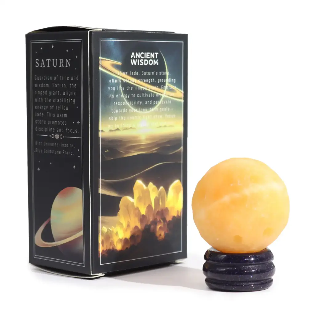 Yellow Jade Planet on a Sola Goldstone Stand (SATURN) | www.artisangoods.co.uk 2 Yellow Jade Planet on a Sola Goldstone Stand (SATURN) | www.artisangoods.co.uk 2
