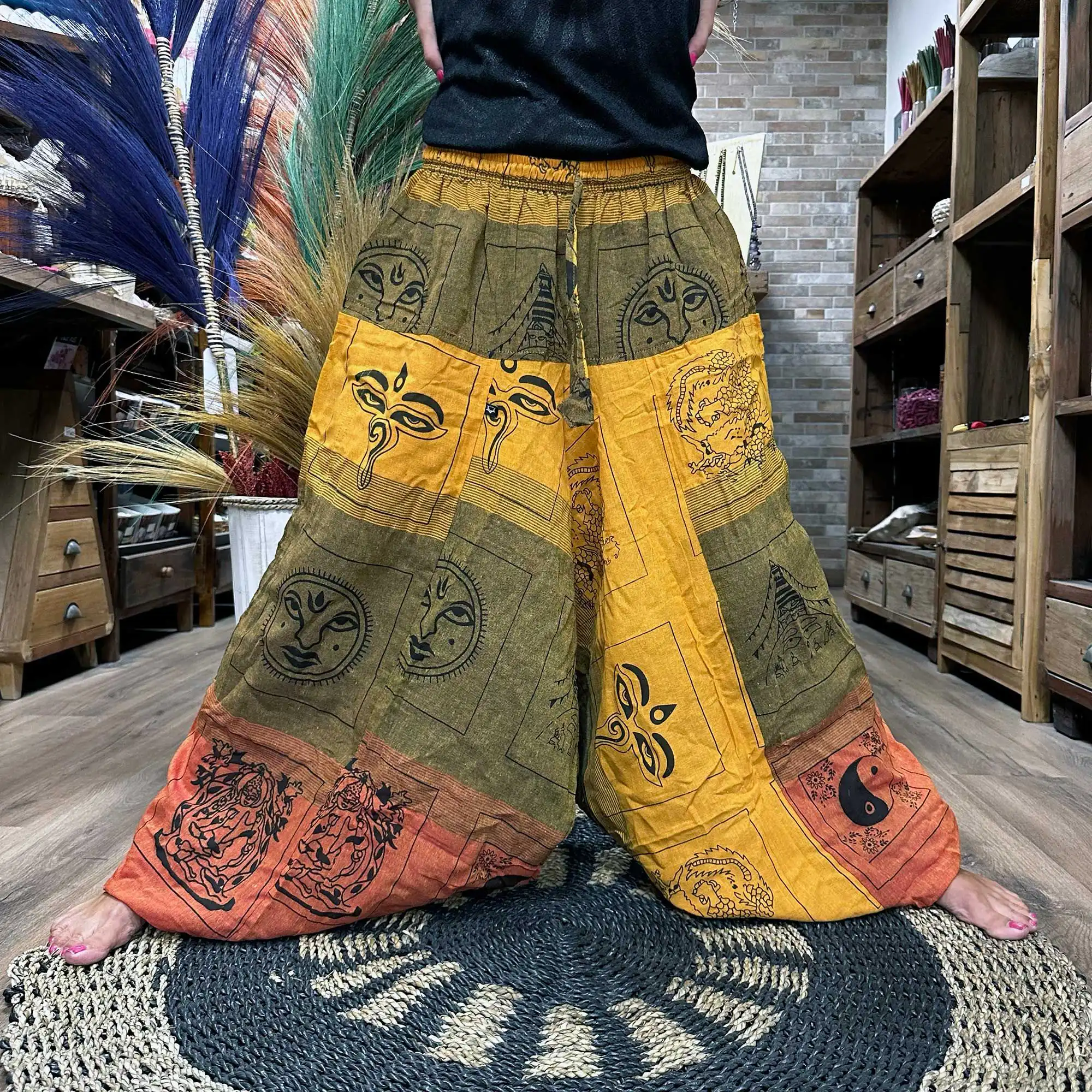 Yoga and Festival Pants – Aladdin Himalayan Print on Orange | www.artisangoods.co.uk 3 Yoga and Festival Pants – Aladdin Himalayan Print on Orange | www.artisangoods.co.uk 2