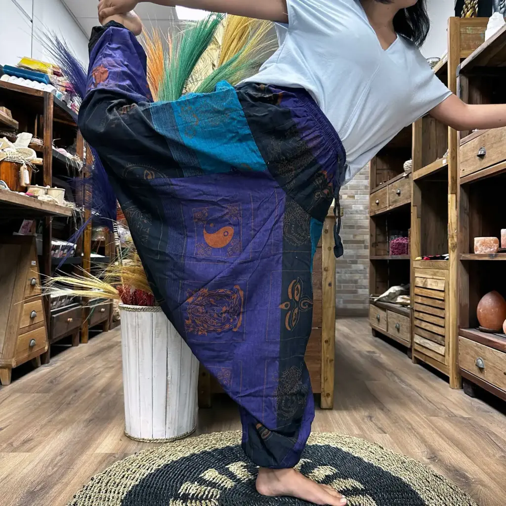 Yoga and Festival Pants – Aladdin Himalayan Print on Purple | www.artisangoods.co.uk