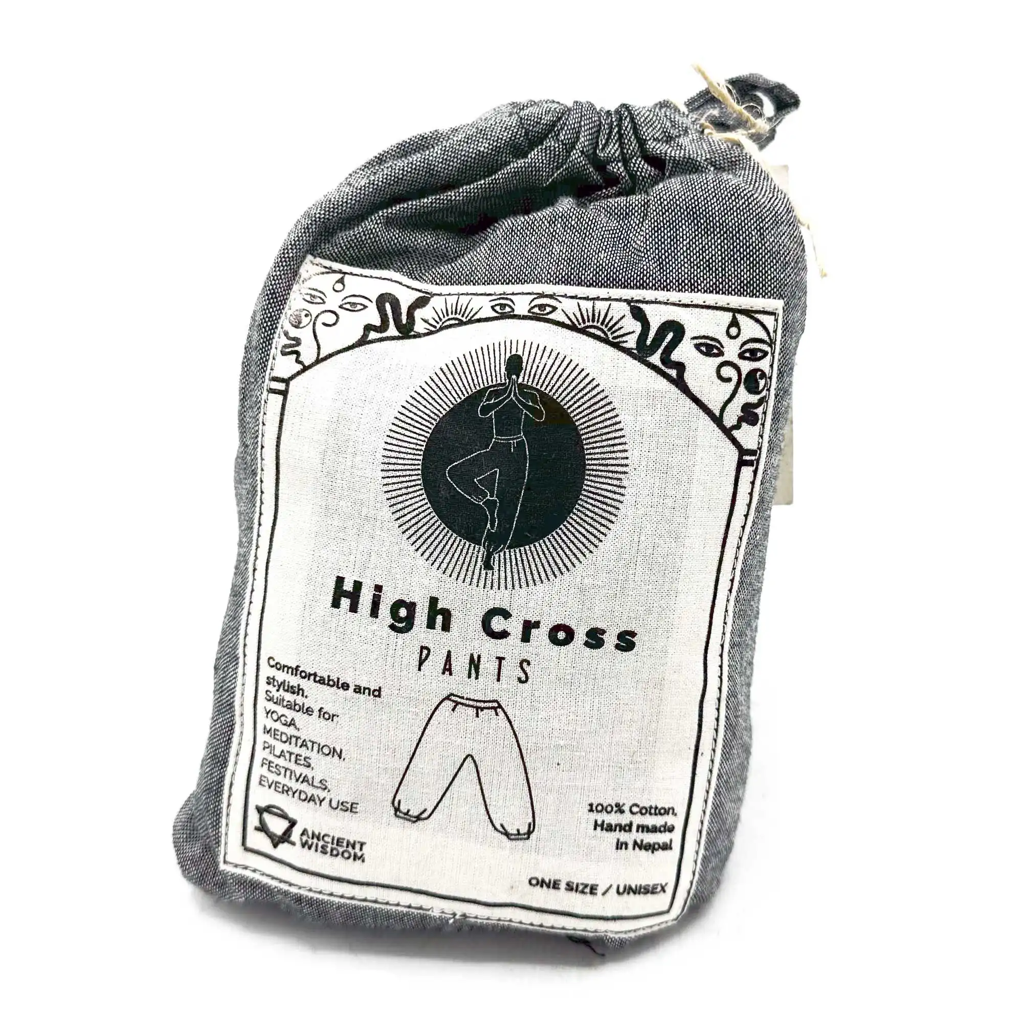Yoga and Festival Pants – High Cross Himalayan Print on Grey | www.artisangoods.co.uk 4 Yoga and Festival Pants – High Cross Himalayan Print on Grey | www.artisangoods.co.uk 3
