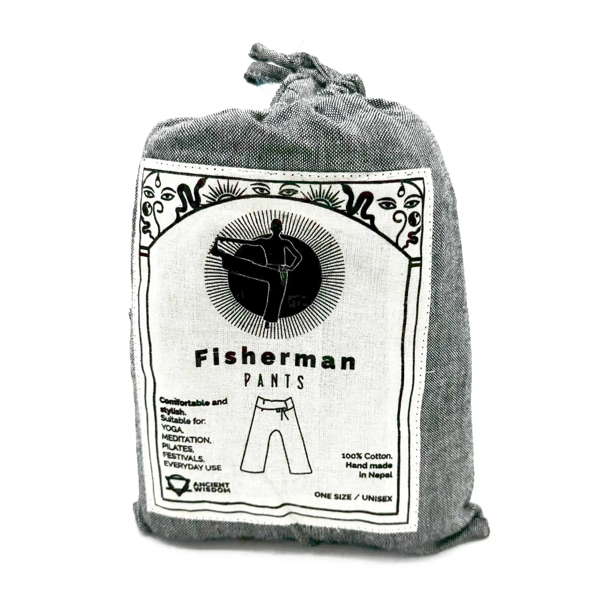 Yoga and Festival Pants – Thai Fisherman Mandala Mantra on Grey | www.artisangoods.co.uk 5 Yoga and Festival Pants – Thai Fisherman Mandala Mantra on Grey | www.artisangoods.co.uk 4